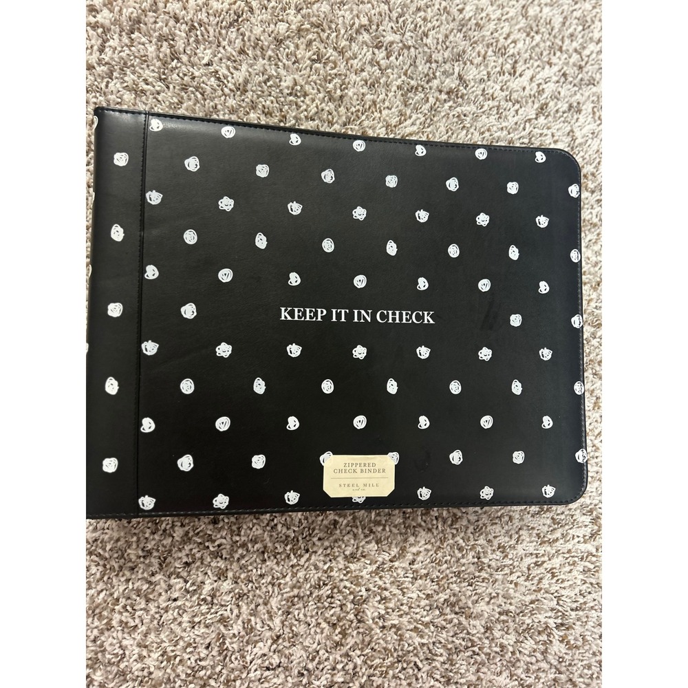Steel Mill & Co Black Polka Dot Zippered 7 Ring Check Binder Keep It In Check